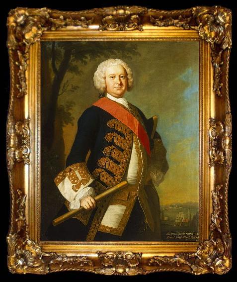 framed  Frances Hudson Storrs Portrait of Admiral Sir Peter Warren, ta009-2